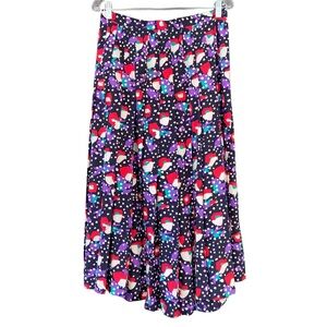 Vintage Polka Dot Floral Colorful Midi Skirt Made in France
